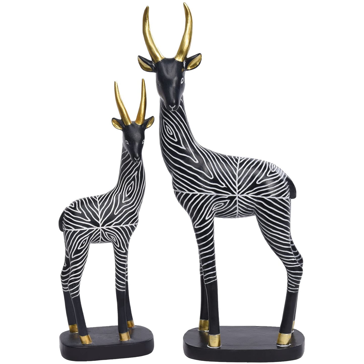 Kakizzy 2 Pcs Antelope Statues, African Animal Home Decor for Animal Lovers, Antelope Figurines for Living Room, Shelf, Office (Black)