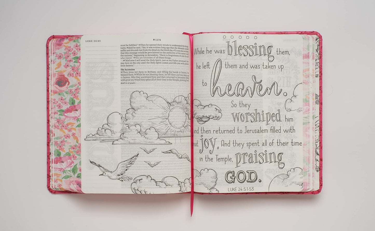 Inspire Bible NLT, Filament Enabled (Hardcover LeatherLike, Pink Peony): The Bible for Coloring & Creative Journaling