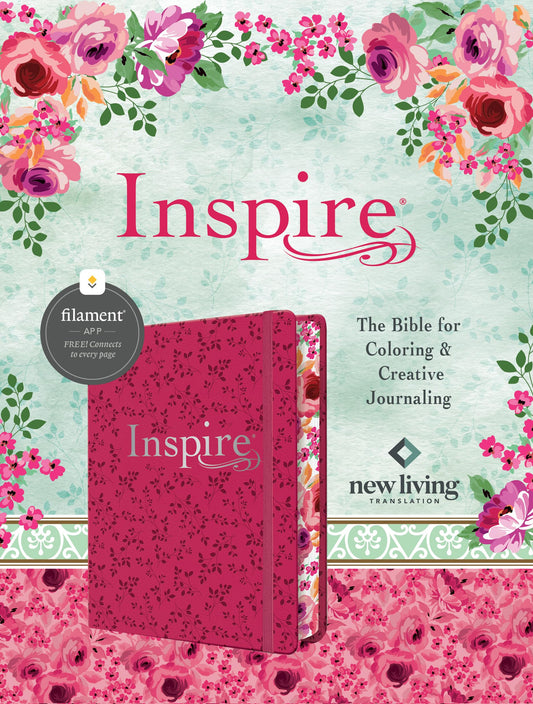 Inspire Bible NLT, Filament Enabled (Hardcover LeatherLike, Pink Peony): The Bible for Coloring & Creative Journaling